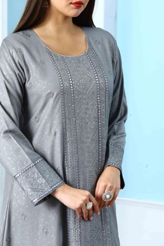 جلابية استايل كويتي لون رصاصي موديل DB5-81