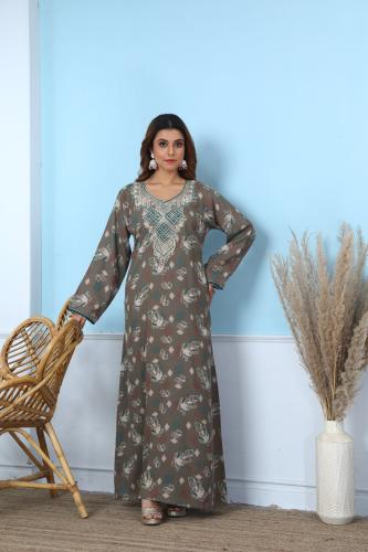 جلابية كشميري لون ترابي موديل SQ5-127