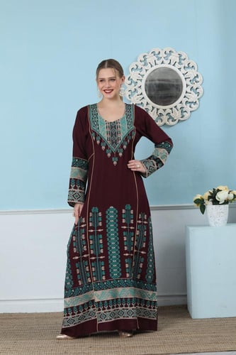 جلابية استايل اردني لون عودي موديل DB5-76A