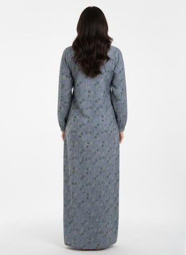 جلابية كشميري صدرية مربعه لون ازرق فاتح موديل SQ6-...