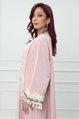 جلابية استايل كويتي لون وردي موديل CH6-118