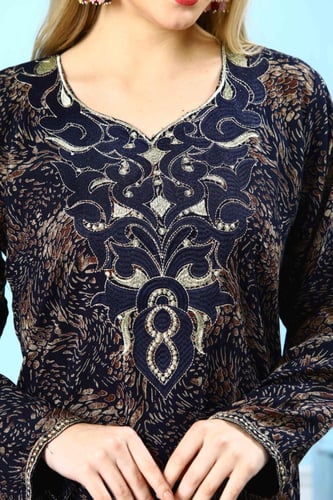 جلابية كشميري لون كحلي موديل SQ5-135