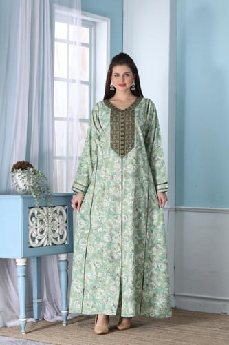 جلابية استايل بحريني لون تفاحي موديل DB5-84