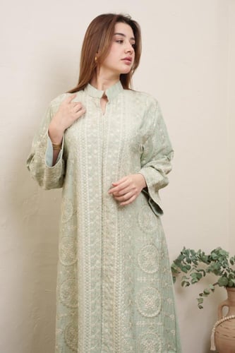 جلابية استايل كويتي لون تيفاني موديل 2A5-2495