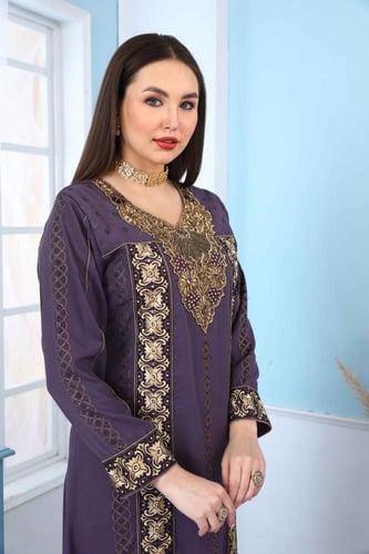 جلابية استقبال لون موف فاتح موديل WS5-119