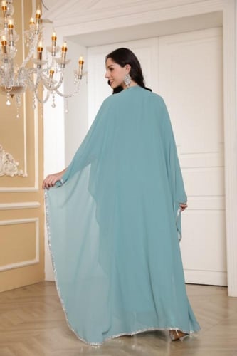 جلابية سهرة لون سماوي موديل CH5-24