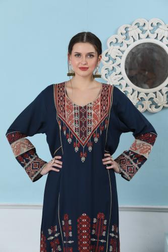 جلابية استايل اردني لون كحلي موديل DB5-76A