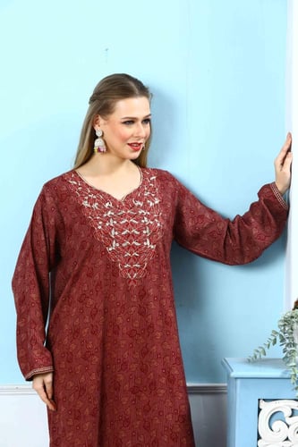 جلابية كشميري لون عودي موديل SQ5-133