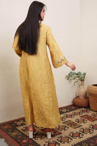 جلابية استايل كويتي لون كموني موديل NA5-1197