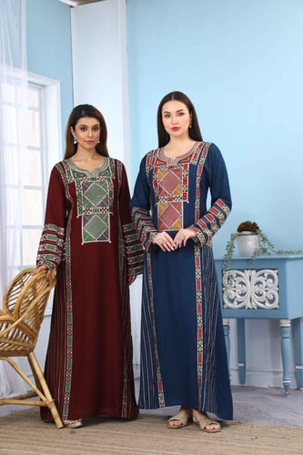 جلابية استايل عسيري لون عودي موديل DB5-73