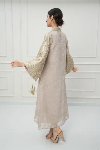 جلابية كويتي لون بيج موديل CH6-64