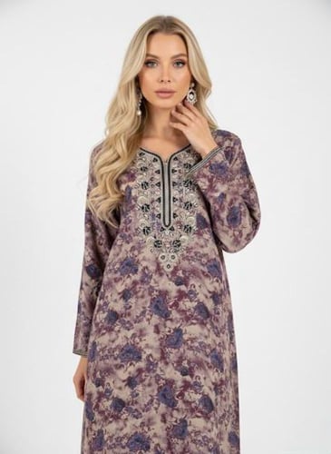 جلابية كشميري صدرية معين لون عودي موديل SQ6-175