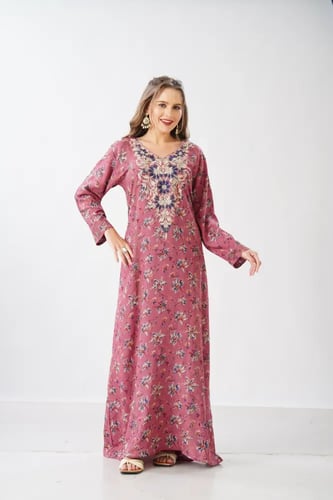 جلابية استايل مخور اماراتي لون وردي موديل SX6-107