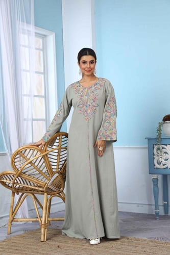 جلابية استايل مغربي لون اخضر عشبي موديل DB5-46