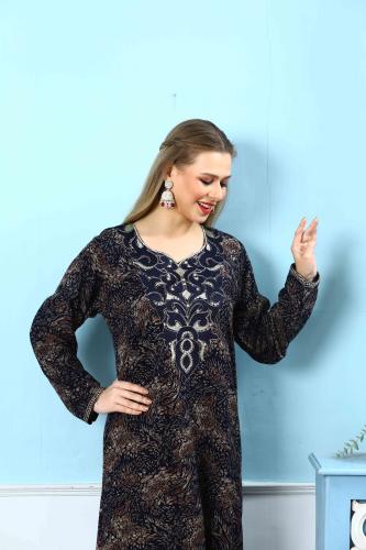 جلابية كشميري لون كحلي موديل SQ5-135