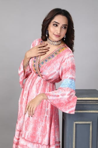 فستان حرير استقبال لون بينك موديلKB-47