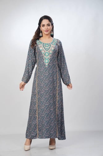 جلابية جامبو مخور كشميري لون رمادي موديل SV5-78