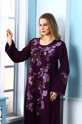 جلابية استايل بحريني لون موف غامق موديل DB5-50