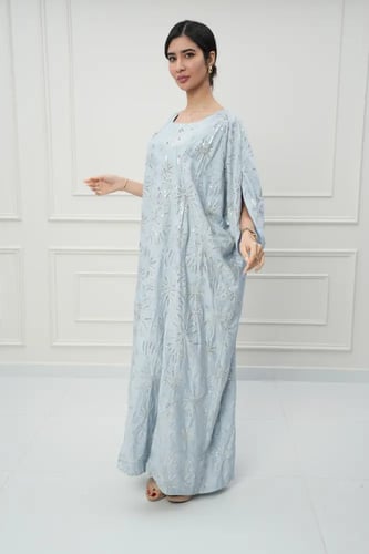 جلابية كويتي لون سماوي موديل CH6-92