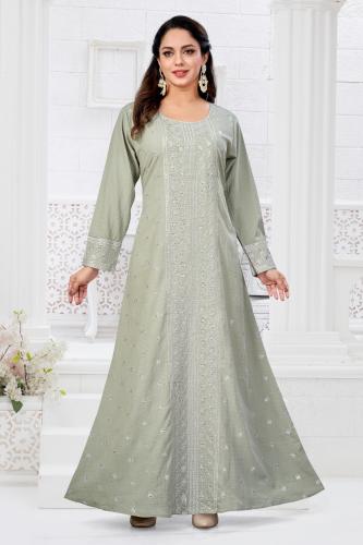 جلابية استايل كويتي لون اخضر موديل DB5-104