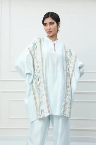 طقم بنطلون استايل تركي لون سماوي موديل CH6-3162A