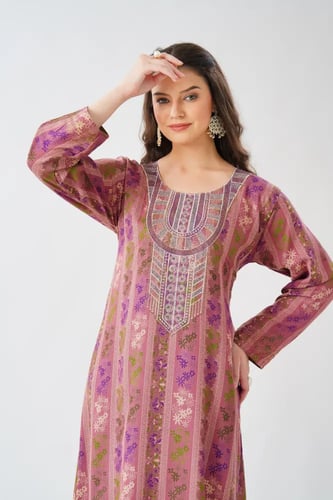 جلابية استايل مخور اماراتي لون لحمي موديل SX6-112