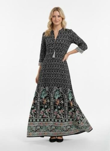 جلابية استايل كويتي لون اسود موديل CH6-55