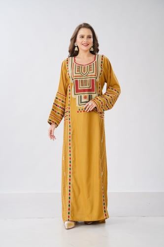 جلابية استايل عسيري لون كموني موديل DB6-153