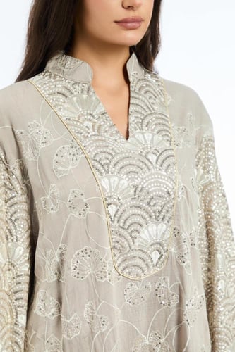 جلابية كويتي لون بيج موديل CH5-32