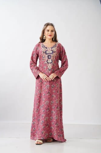 جلابية استايل مخور اماراتي لون وردي موديل SX6-107