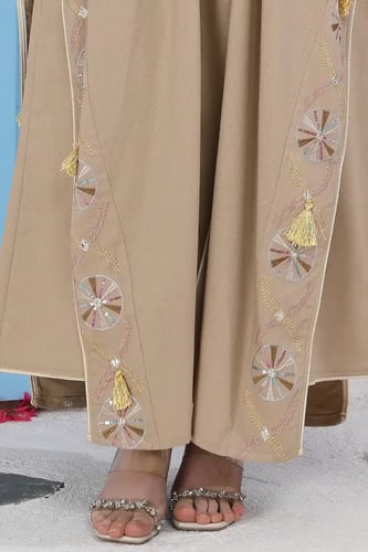 جلابية استايل كويتي لون كافيه فاتح موديل CH5-23