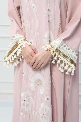 جلابية استايل كويتي لون وردي موديل CH6-118