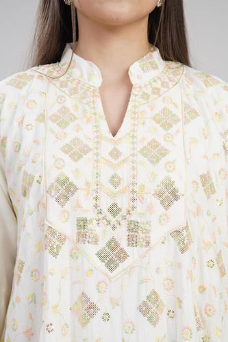 جلابية كتان استايل كويتي لون سكري موديل KK6-92