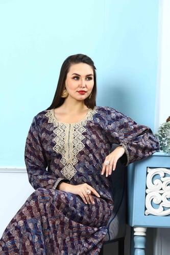 جلابية جامبو كشميري لون موف موديل SD5-37