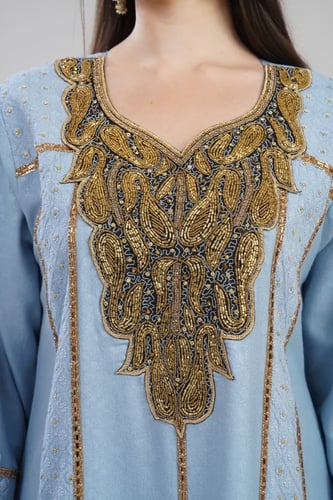 جلابية استقبال لون سماوي موديل WS6-140