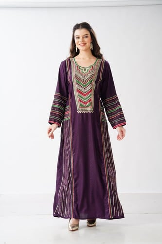 جلابية استايل عسيري لون موف موديل DB6-150