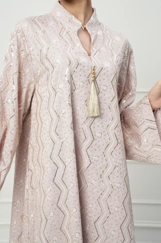 جلابية كويتي لون وردي موديل CH6-111