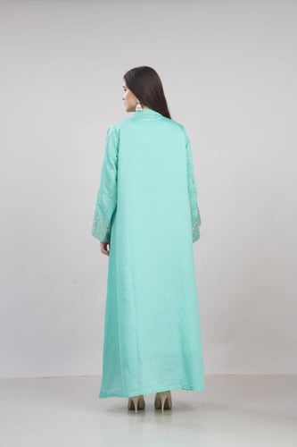 جلابية استايل كويتي لون تركوازي موديل KK6-90