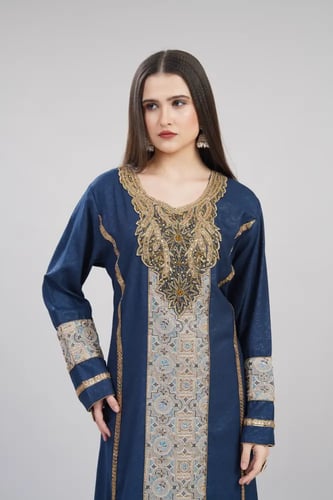 جلابية استقبال لون بترولي غامق موديل WS6-143