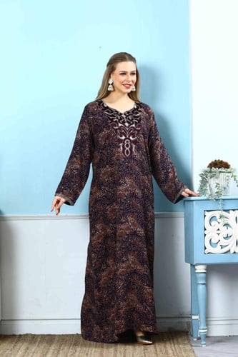 جلابية كشميري لون موف موديل SQ5-135