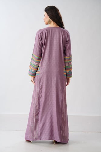 جلابية استايل عسيري لون موف فاتح موديل DB6-151