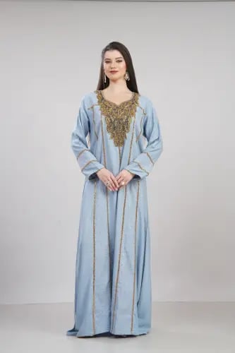 جلابية استقبال لون سماوي موديل WS6-140