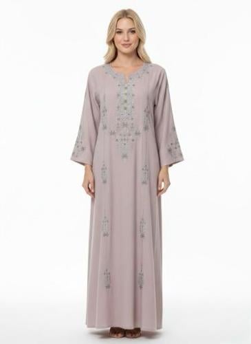 جلابية استايل كويتي لون وردي موديل CH6-36