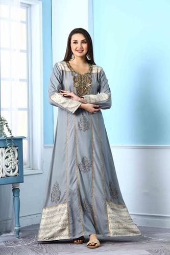 جلابية استايل بحريني لون رصاصي موديل WS5-120