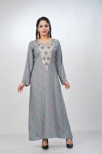 جلابية جامبو مخور كشميري لون بترولي موديل SV5-80