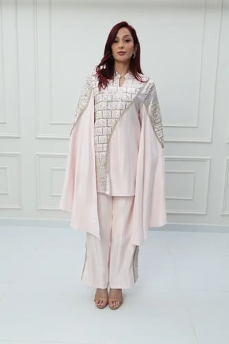 طقم بنطلون استايل تركي لون وردي موديل CH6-3167A