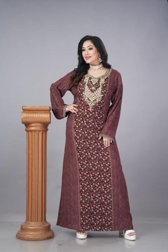 جلابية كشميري لون عودي موديل SQ4-86