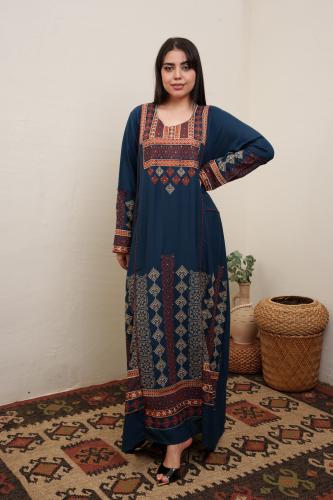 جلابية استايل اردني لون بترولي موديل DB4-20