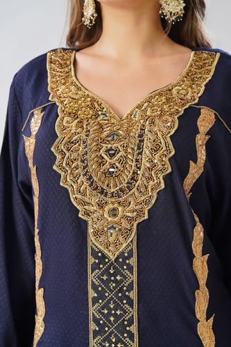 جلابية استايل بحريني لون كحلي موديل WS6-150