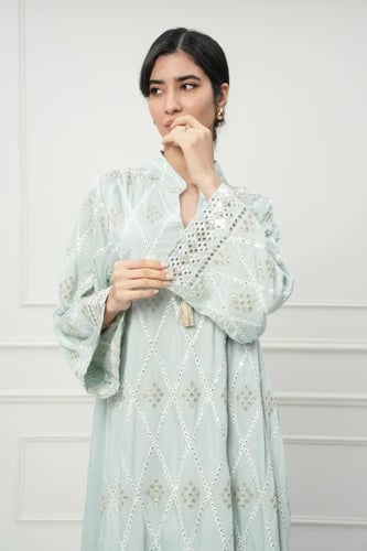 جلابية كويتي لون اخضر موديل CH6-73